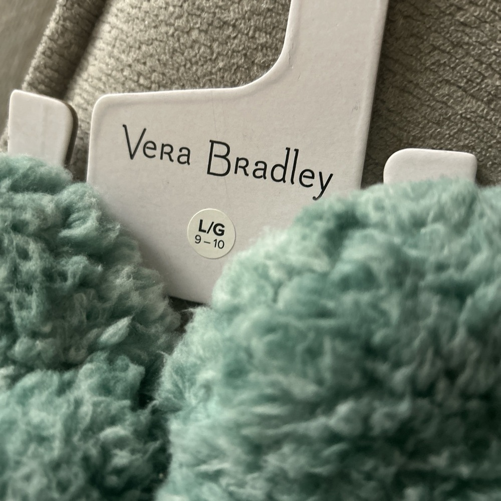 Vera Bradley Green Plush Cozy Winter Slippers Size L - Picture 3 of 6